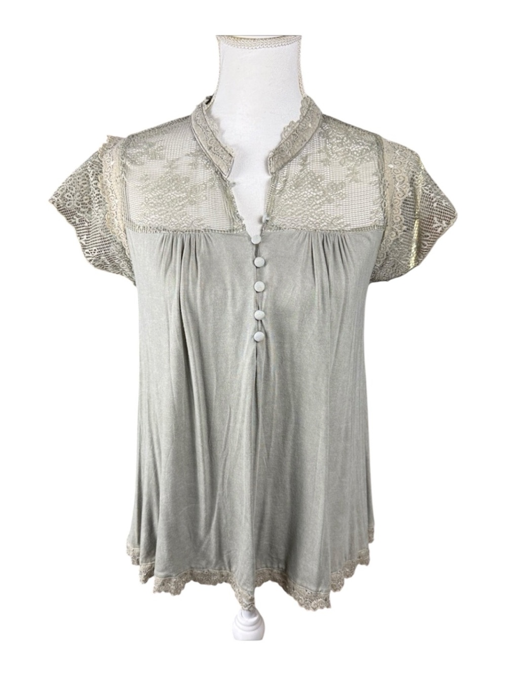 POL Bohemian-Style Babydoll Top Sage Green